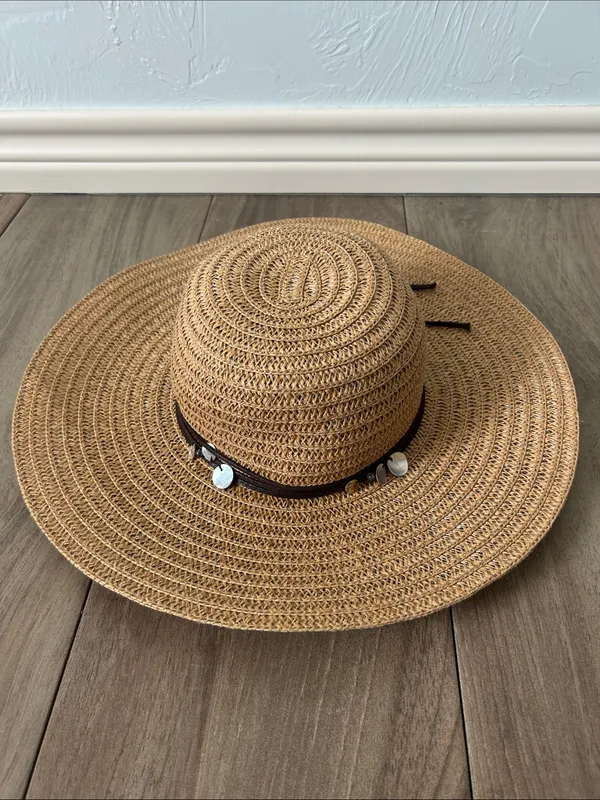 Walmart Summer Beach Boho Wide Brim Straw Sun Hat with Decorative Band - Image 3
