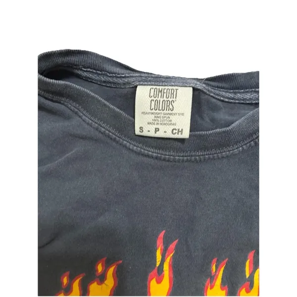 Think Before You Drink Graphic Crop T-Shirt Womens Size Small Black Flame Tee - Image 3