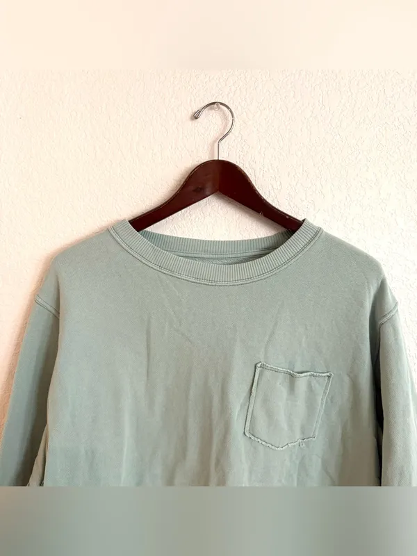Aerie Womens Sweatshirt Light Blue Pullover Heart Graphic Back Size Medium - Image 3