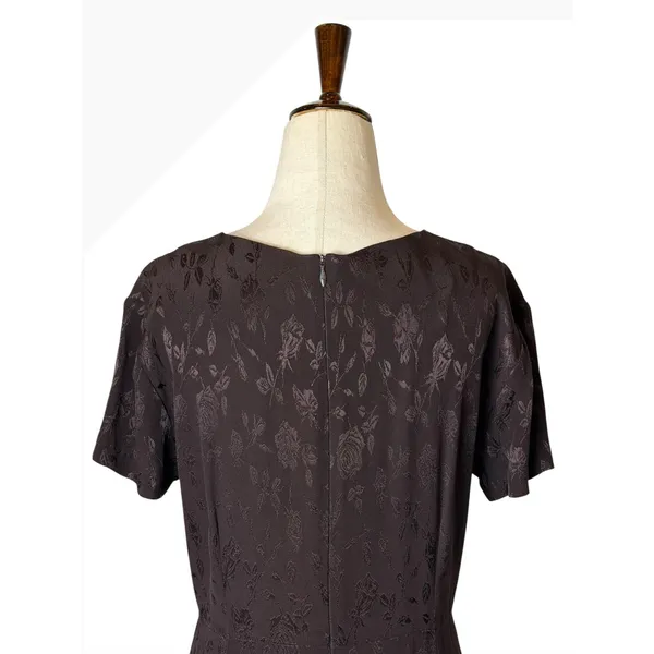 Laura Ashley Vintage 90s Dress Women 8 Brown Floral Jacquard Maxi Cottagecore - Image 5