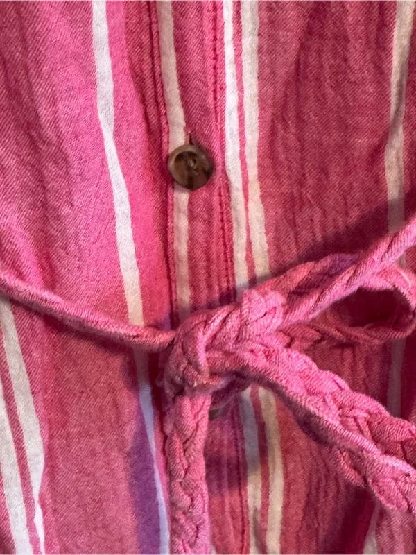 Marine Layer Pink Striped Cotton Maxi Dress XL Belted Boho Coastal‎ - Image 3