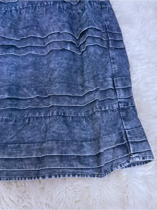 SOFT‎ SURROUNDINGS Smocked Chambray Denim Maxi Dress Large Petite Sleeveless - Image 8