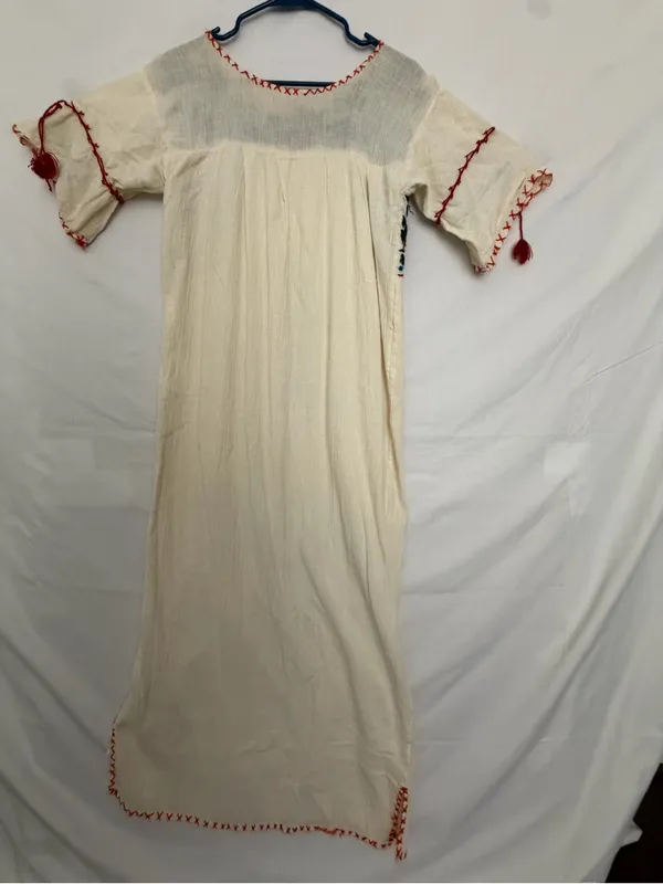 Mexican Hand Embroidered Dress Ivory Floral San Antonino Artisanal Boho(A852) - Image 12