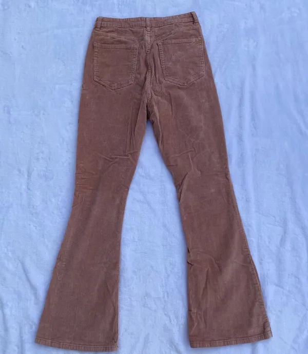 pink high waisted corduroy flare pants - Image 2