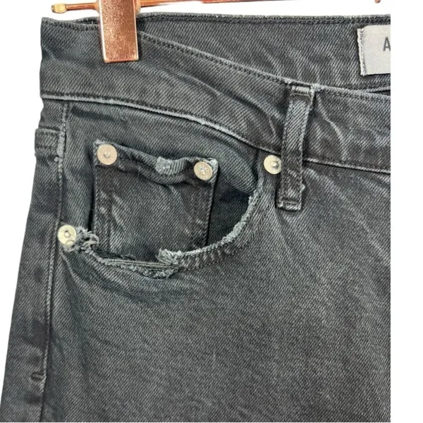 AGOLDE Toni‎ Mid Rise Straight Leg Jeans Black Distressed Hem Size 26 A133D-3002 - Image 7