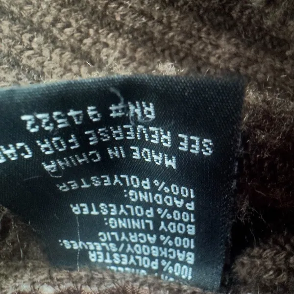 Y2K Ribbed Quilted Full Zip Jacket‎ Stand Collar Chocolate Brown Rachel Green L - Image 7
