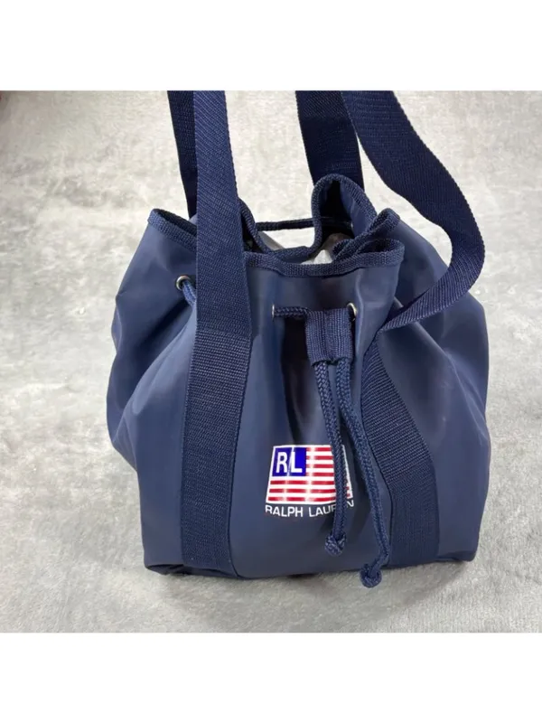 Ralph Lauren Polo Sport Bucket Bag Blue Flag Drawstring Vinyl Tote Web Straps - Image 2