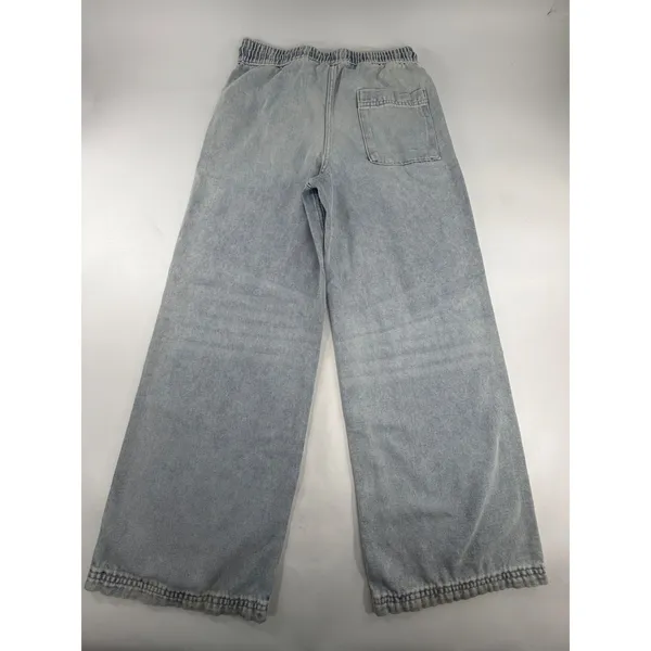 HM Divided Light Wash Wide Leg Elastic Waist Denim Pants XXS Light Blue - Image 2