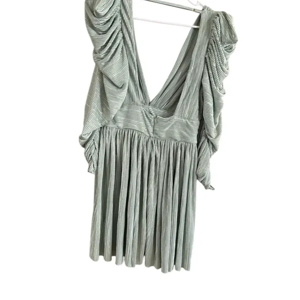Sabina Musayev Green Wrap Dress with Puff Sleeves - Image 10