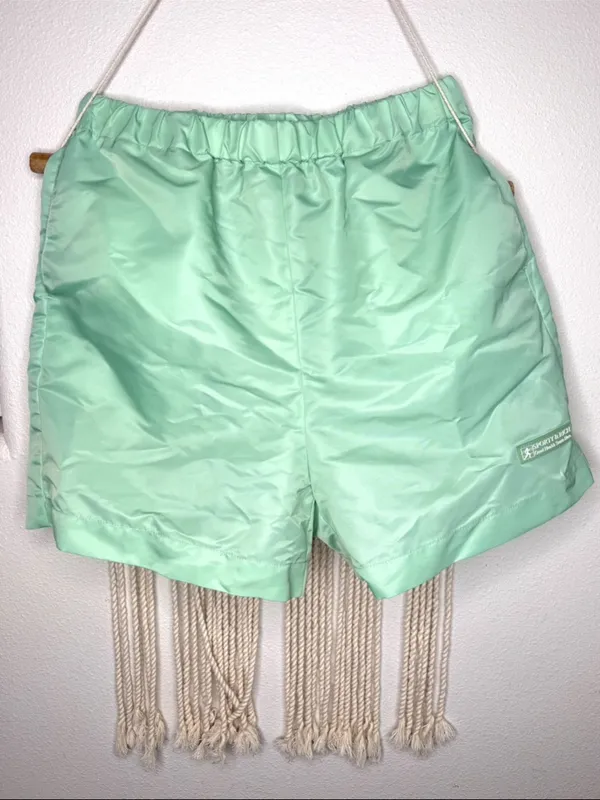 NWT Sporty & Rich Good Health Nylon Shorts Thyme/White Size Small - Image 4