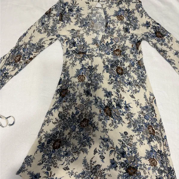 American Eagle Outfitters Blue and Brown Floral Dress - Image 5