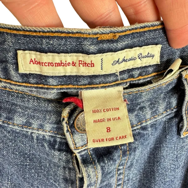 Abercrombie‎ & Fitch 100% Cottom Med Wash Straight Leg Jean Capris Made In USA 8 - Image 4