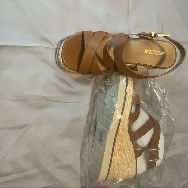 Soda Brown Wedge Shoes with Jute Sole - Image 2