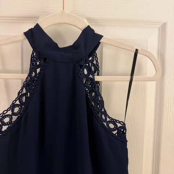 Lulus Any Sway, Shape, or Form Navy Blue Lace Halter Dress Small - Image 5