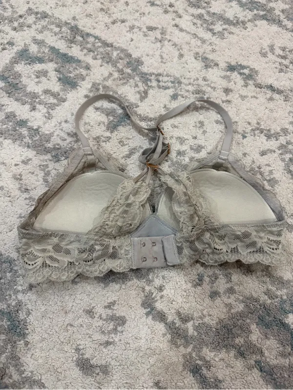 Aerie Grey Taupe Lace Push Up Bra 32B Cross Back - Image 3