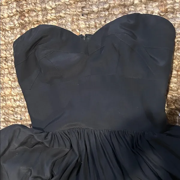 Amanda Uprichard 100% Silk Elegant Black Strapless Midi Dress Size Small - Image 5