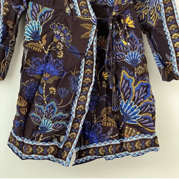 FARM Rio Brown Garden Floral Wrap Mini Dress Size S - Image 6