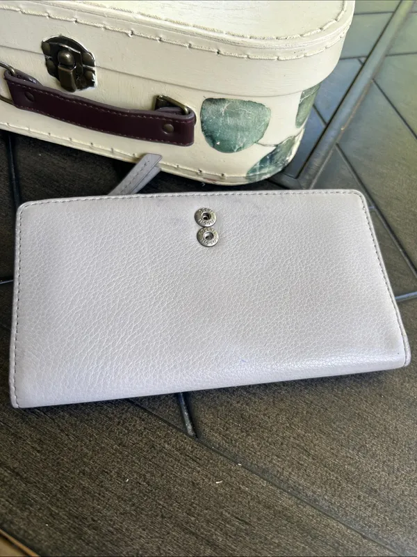 Fossil heather grey leather slim ladies wallet minimalist pink interior retro - Image 3