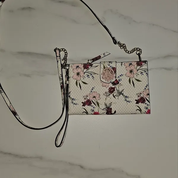 Nanette Lepore Floral Crossbody Wallet Bone White Vegan Leather Purse - Image 2