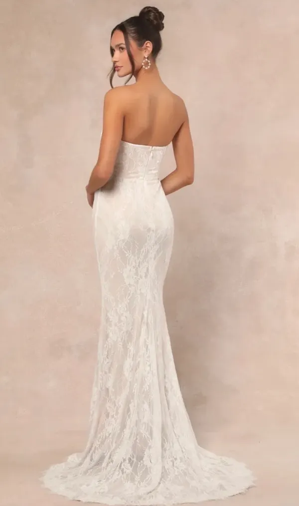 Lulus Valeria White Lace Strapless Maxi Dress - Image 2