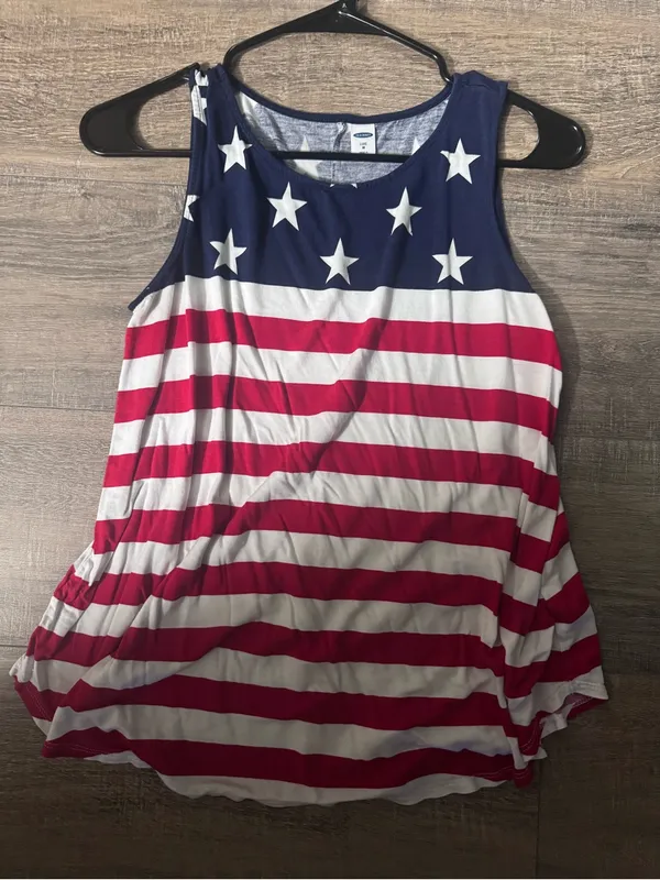 Old Navy • Sleeveless Blouse • Relaxed Fit • Medium • Luxe • American Flag - Image 2