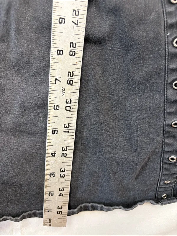 Tripp NYC y2k large Black denim buckle Grommet dress grunge vintage goth punk scene - Image 7