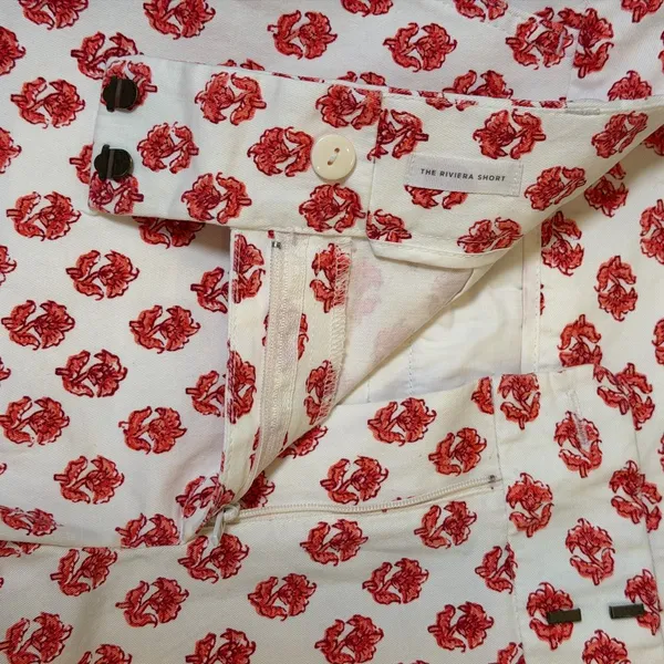 Ann Taylor Loft Riviera Floral Block Print Shorts • Red + White Chino Size 8 - Image 10