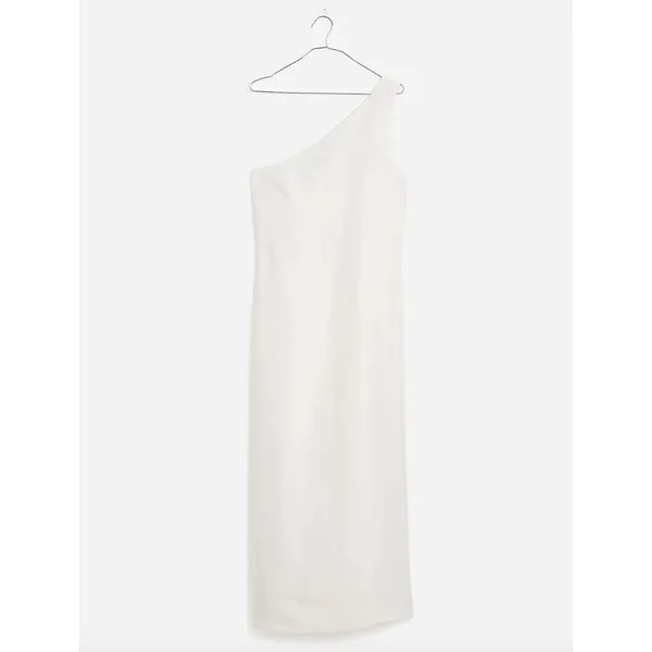 Madewell One Shoulder Midi Dress Linen Blend Lighthouse Minimalist US 00 NWT - Image 4