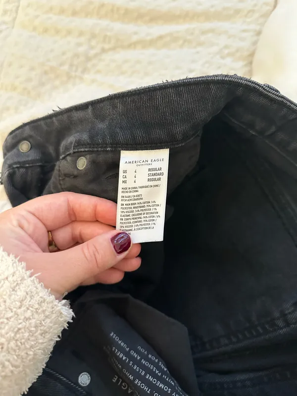 American Eagle Black Wash Comfort Stretch Ripped Jeans - Image 7