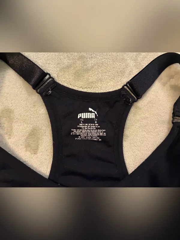 Women’s PUMA Black Racerback Sports Bra Size Large - Image 2