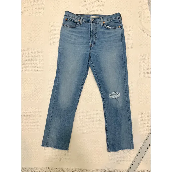 Levi's W 31 L 28 wedgie straight button fly stretch blue jean J 3354 - Image 10