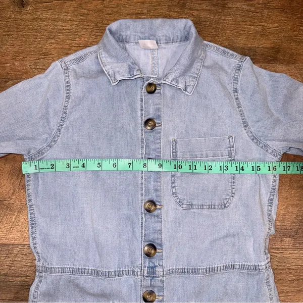 Super Cute Light Blue Button Up Denim Jumpsuit Size XS - Image 9