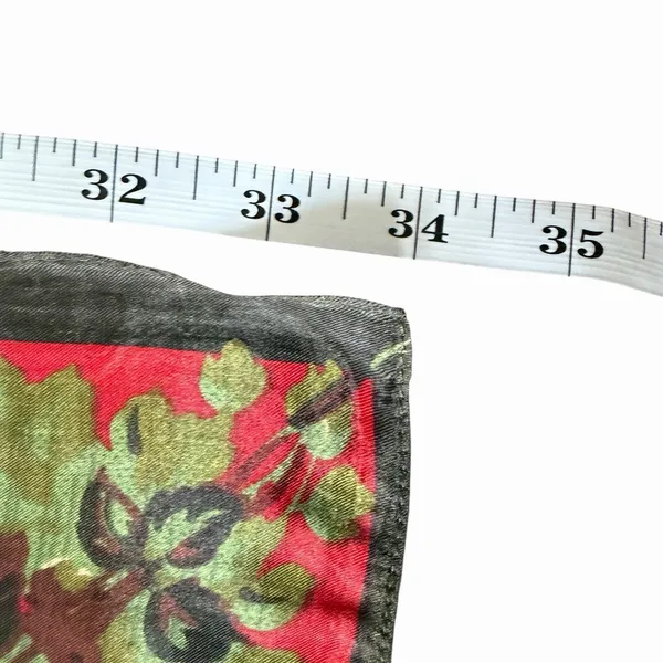 M.O.S.I Floral Satin‎ Scarf 34"x 34" Square Red Olive Cottagecore Romantic - Image 10