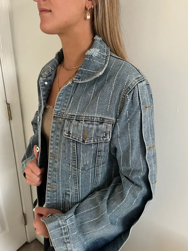 Rhinestone Denim Jacket Size M - Image 3