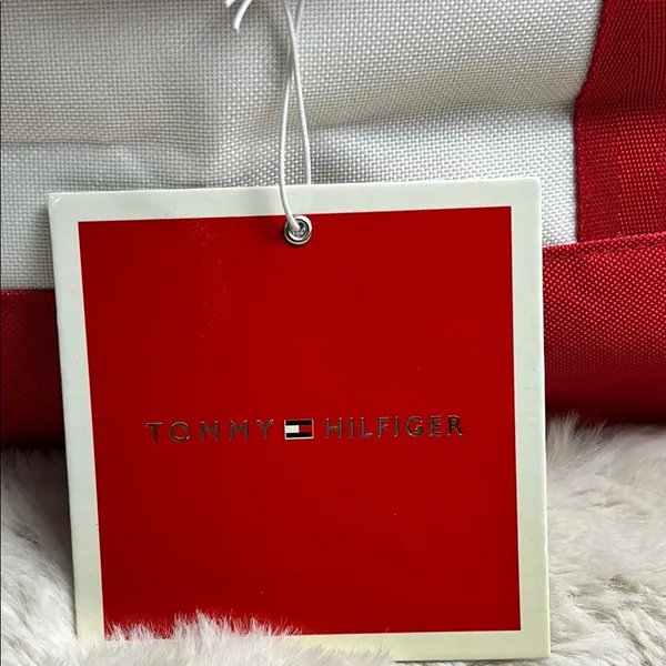 Tommy Hilfiger Red and White Large Tote Bag - Image 8