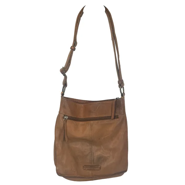 Lucky Brand Brown Leather Patchwork Crossbody Bag‎ Adjustable Strap Boho Western - Image 2