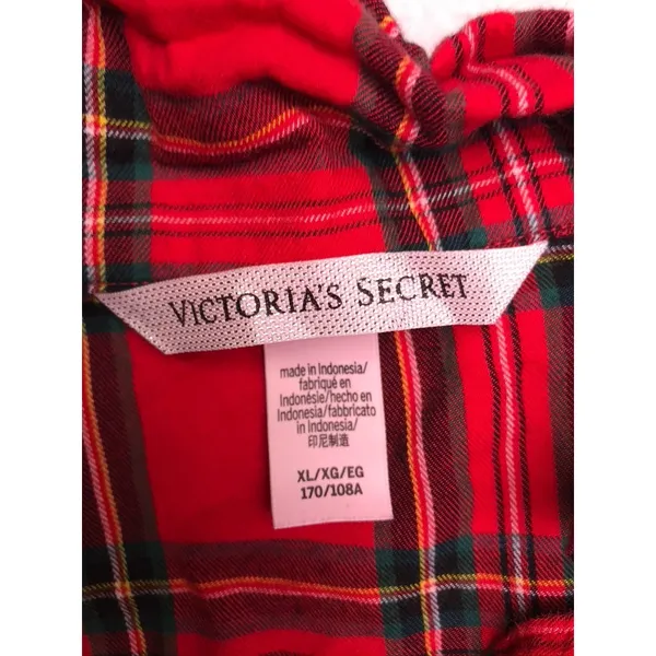 Victoria's Secret Pajama Set Women XL Red Plaid Flannel Sleepwear Holiday - Image 2
