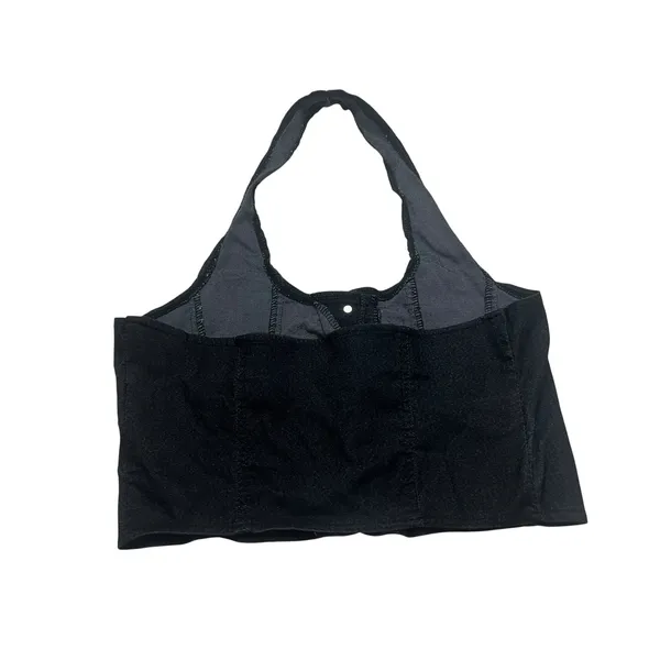One Up Black Denim Halter Crop Top Womens Small Gold Button Y2K Festival 0378 - Image 2