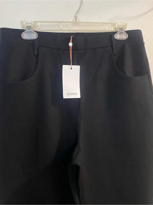 Quince Womens L Large 34x29 Black Ultra Stretch Ponte Pants 4 Pocket Casual NWT - Image 2