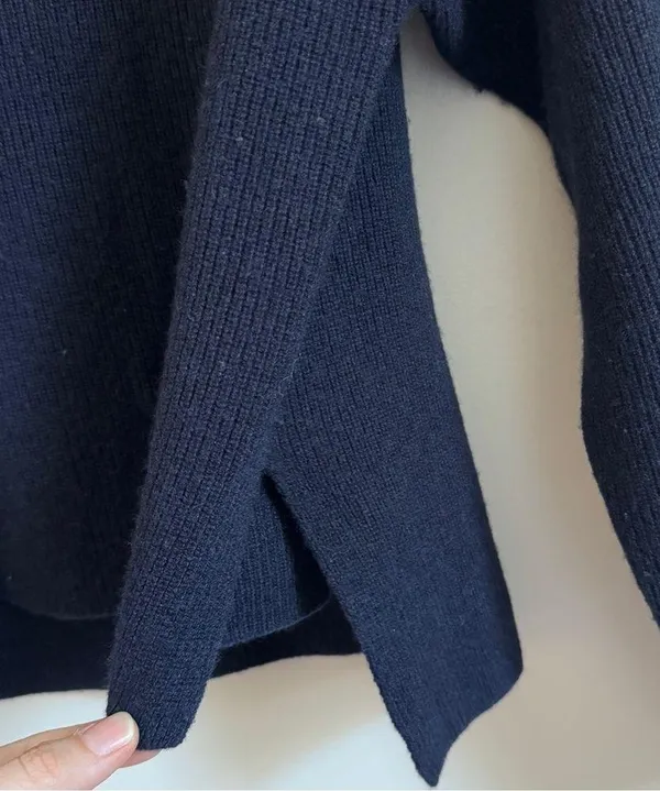 MM LaFleur Cashmere Arbus Sweater Size Small Navy Blue Turtleneck - Image 5