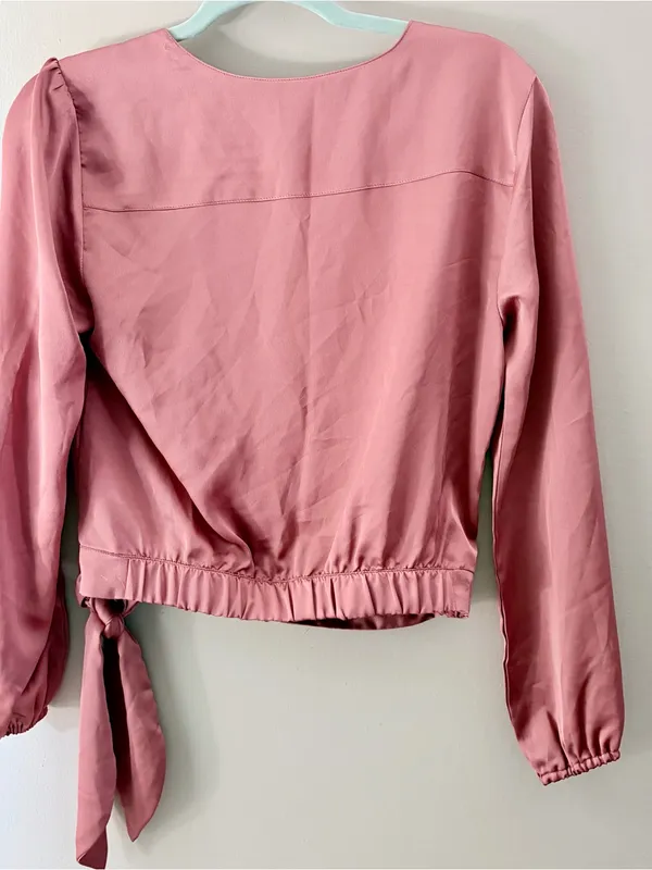 Abercrombie & Fitch Dusty Rose Satin Wrap Blouse - Image 3