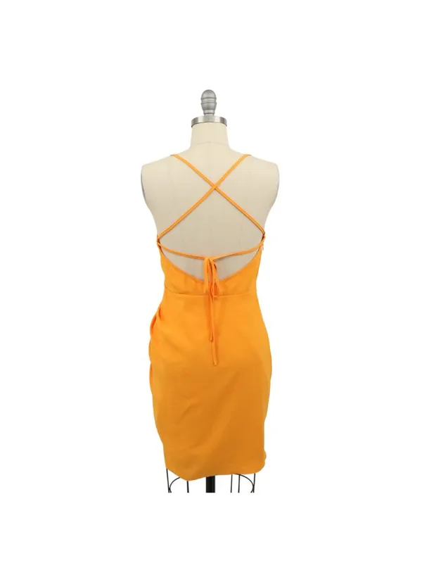 Amanda Uprichard Jasalina Ruched Mini Dress Sleeveless in Vibrant Orange S - Image 5