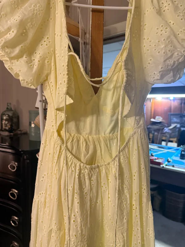 Eyelet Maxi Dress Yellow Size L - Image 3