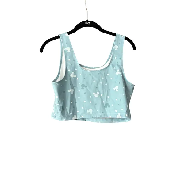 Disney Mickey Mouse Polka Dot Crop Top Blue Sleeveless Scoop Neck Large‎ - Image 2