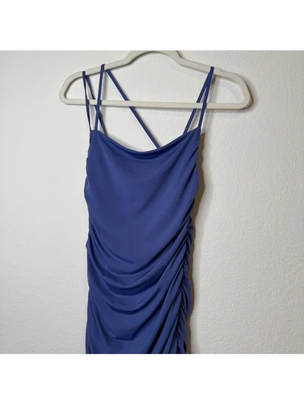Abercrombie and fitch blue midi ruched dress size small - Image 7