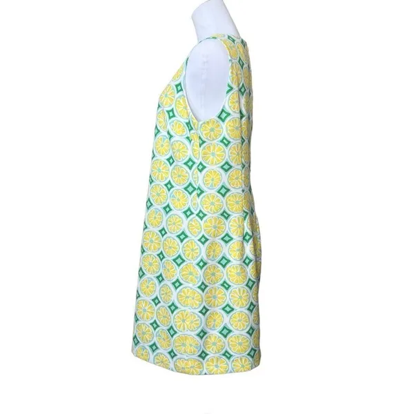 Sail to Sable Lemon Print‎ Sleeveless Shift Dress MEDIUM Diamond Colorful - Image 3