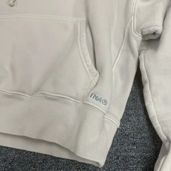 Aritzia TNA Sweatfleece Cozy Fleece Boyfriend Fit Crop Hoodie Baby Blue XS - Image 2