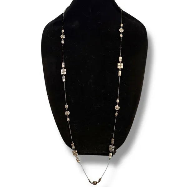 Brighton Ravenna long silver tone station tile necklace - Image 2