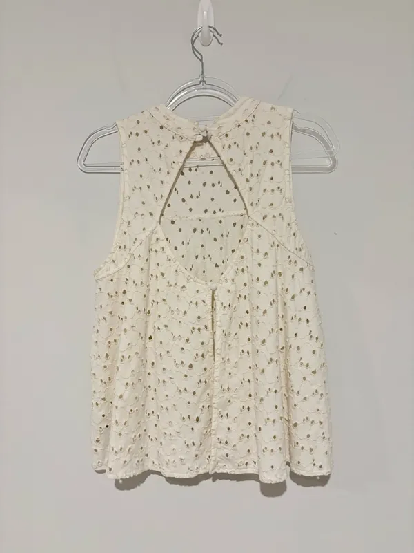 Free People Eyelet Keyhole Tank Top Ivory size Large‎ - Image 3