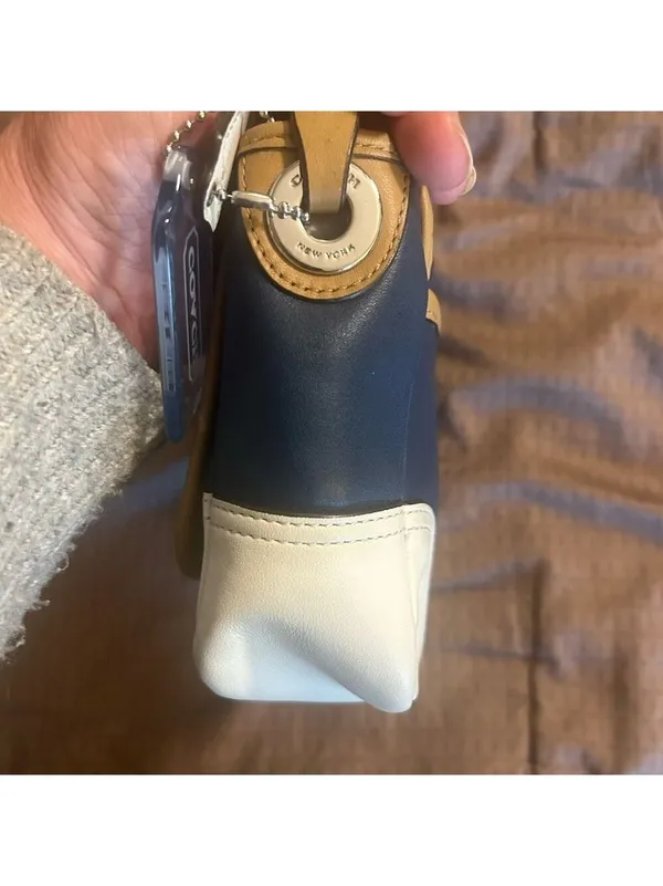 COACH 2014 Hadley Tricolor Colorblock blue tan & white leather crossbody - Image 4